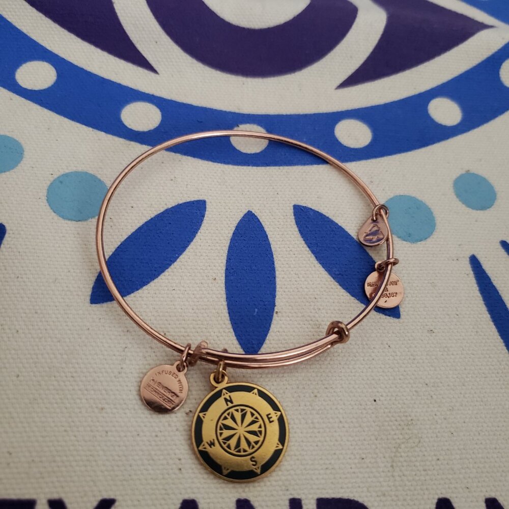 Alex and Ani Rose Gold Compass 2 Tone Bangle   102